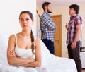 Problems of love triangle. Royalty Free Stock Photo