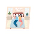 Problems in a married couple. Quarrel in a bed. Royalty Free Stock Photo