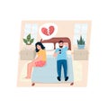 Problems in a married couple. Quarrel in a bed. Royalty Free Stock Photo