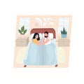 Problems in a married couple. Quarrel in a bed. Royalty Free Stock Photo