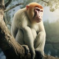 Ai Generated illustration Wildlife Concept of Proboscis monkey Royalty Free Stock Photo