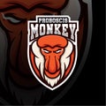 Proboscis monkey mascot gaming logo