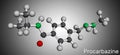 Procarbazine chemotherapy medication molecule. It is used in therapy of Hodgkin`s lymphoma, malignant melanoma. Molecular model.