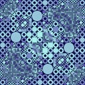 A procedurally generated pattern that resembles a complex grid of circles and squares. 3d rendering Royalty Free Stock Photo