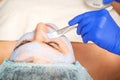 Procedure for applying facial mask Royalty Free Stock Photo