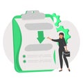 Procedure as work flow process steps scheme document tiny person concept. Strategy and task