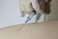 The procedure of intramuscular injection, close-up