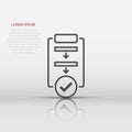 Procedure list icon in flat style. Document project vector illustration on white isolated background. Checklist business concept Royalty Free Stock Photo