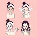 Procedure to clean the face and mask treatment girl beautiful face.