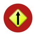 Proceed straight icon in badge style. One of road sings collection icon can be used for UI, UX
