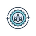 Color illustration icon for Proceeding, balance and law