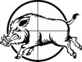 Wild boar in gun scope crosshair sight