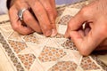 Proces of making traditional Persian mosaic khatam Royalty Free Stock Photo