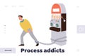 Process addicts headline for landing page template with man suffering from gambling addiction