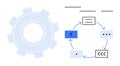 Process Automation with Gear and Workflow Cycle in Minimalist Design Royalty Free Stock Photo