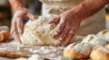 Process of baking homemade bread, closeup view