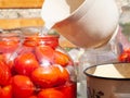 Process canning pickled tomatoes for the winter