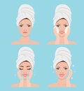 Process of cleansing the face from acne Royalty Free Stock Photo