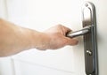 The process of clicking on the handle to open the door Royalty Free Stock Photo