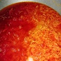 the process of cooking red chili sauce Royalty Free Stock Photo