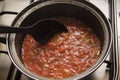 Process of cooking tomato sauce