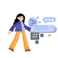 Process of creating and developing website. Female programmer and web designer Royalty Free Stock Photo