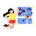 Process of creating and developing website. Female programmer and web designer Royalty Free Stock Photo