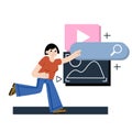 Process of creating and developing website. Female programmer and web designer Royalty Free Stock Photo