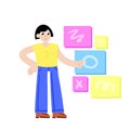 Process of creating and developing website. Female programmer and web designer Royalty Free Stock Photo