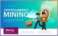 Process of crypto currency mining flat poster