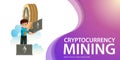 Process of crypto currency mining flat poster