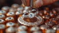 The process of cutting diamonds on a machine. Grinding a diamond on a machine Royalty Free Stock Photo