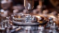 The process of cutting diamonds on a machine. Grinding a diamond on a machine Royalty Free Stock Photo