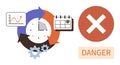 Process Cycle with Arrows, Time, and Danger Warning for Risk Assessment and Deadlines Royalty Free Stock Photo