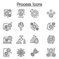 Process, data analysis icon set in thin line style