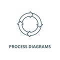 Process diagrams vector line icon, linear concept, outline sign, symbol