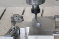 Process drilling of metal detail for production CNC machine at factory