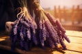 The process of drying lavender in bunches. The concept of healthcare, medicine Royalty Free Stock Photo