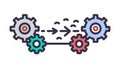 Process Flow Gears Data Automation Workflow Technology, vector design Generative AI Royalty Free Stock Photo