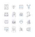Process flow line icons collection. Workflow, Efficiency, Automation, Sequencing, Visualization, Analysis, Mapping Royalty Free Stock Photo