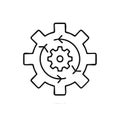 Process gear icon with internal cycle arrows representing continuous workflow and operations Royalty Free Stock Photo