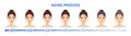 Process of Growing up a Woman. Isolated Head of a Young, Middle and Adult Girl. Elderly Lady. Wrinkles on Face. Skin Tightening.