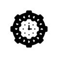 Black solid icon for Process, cogwheel and timer