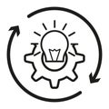 Process icon. Lightbulb symbol. Light bulb with gear and arrows sign. Innovation concept. Vector illustration. EPS 10. Royalty Free Stock Photo