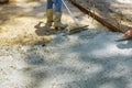 Construction of new sidewalks laying concrete cement Royalty Free Stock Photo
