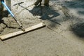 Construction of new sidewalks laying concrete cement Royalty Free Stock Photo