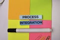 Process Integration on sticky notes isolated on white background