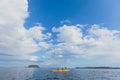 A process of kayaking in the lake skerries, with canoe kayak boat, process of canoeing