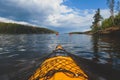 A process of kayaking in the lake skerries, with canoe kayak boat, process of canoeing