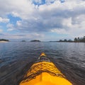 A process of kayaking in the lake skerries, with canoe kayak boat, process of canoeing